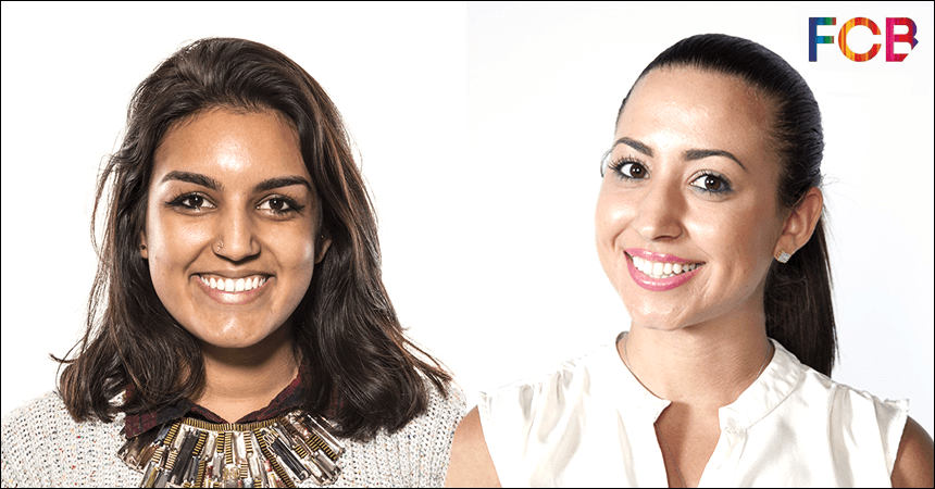 Recent grads Anjali Rao (L) and Brenda “Bree” Fernandez were just hired as a junior art director/copywriter team at FCB in New York.
