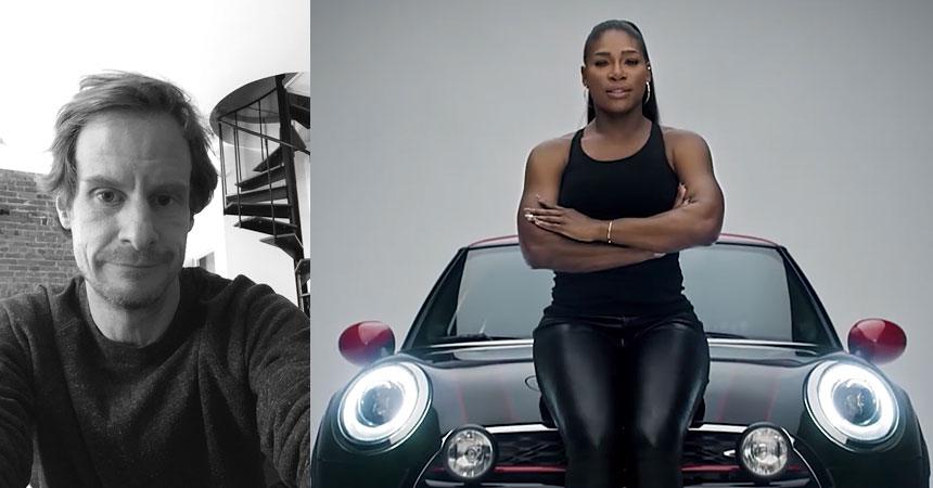 Butler, Shine, Sterns Partners CSO Ed Cotton (L) and tennis superstar Serena Williams in BSSP's Defy Labels campaign for Mini.